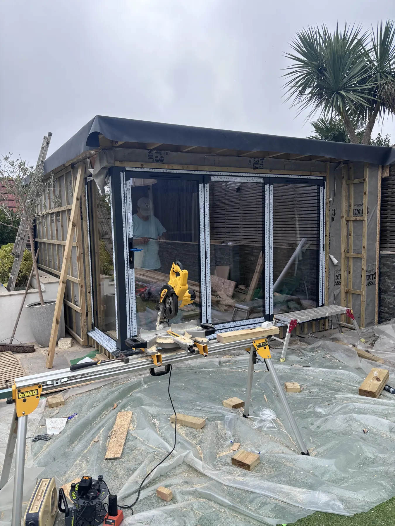 Arden & Oak garden room build — Glazing installed