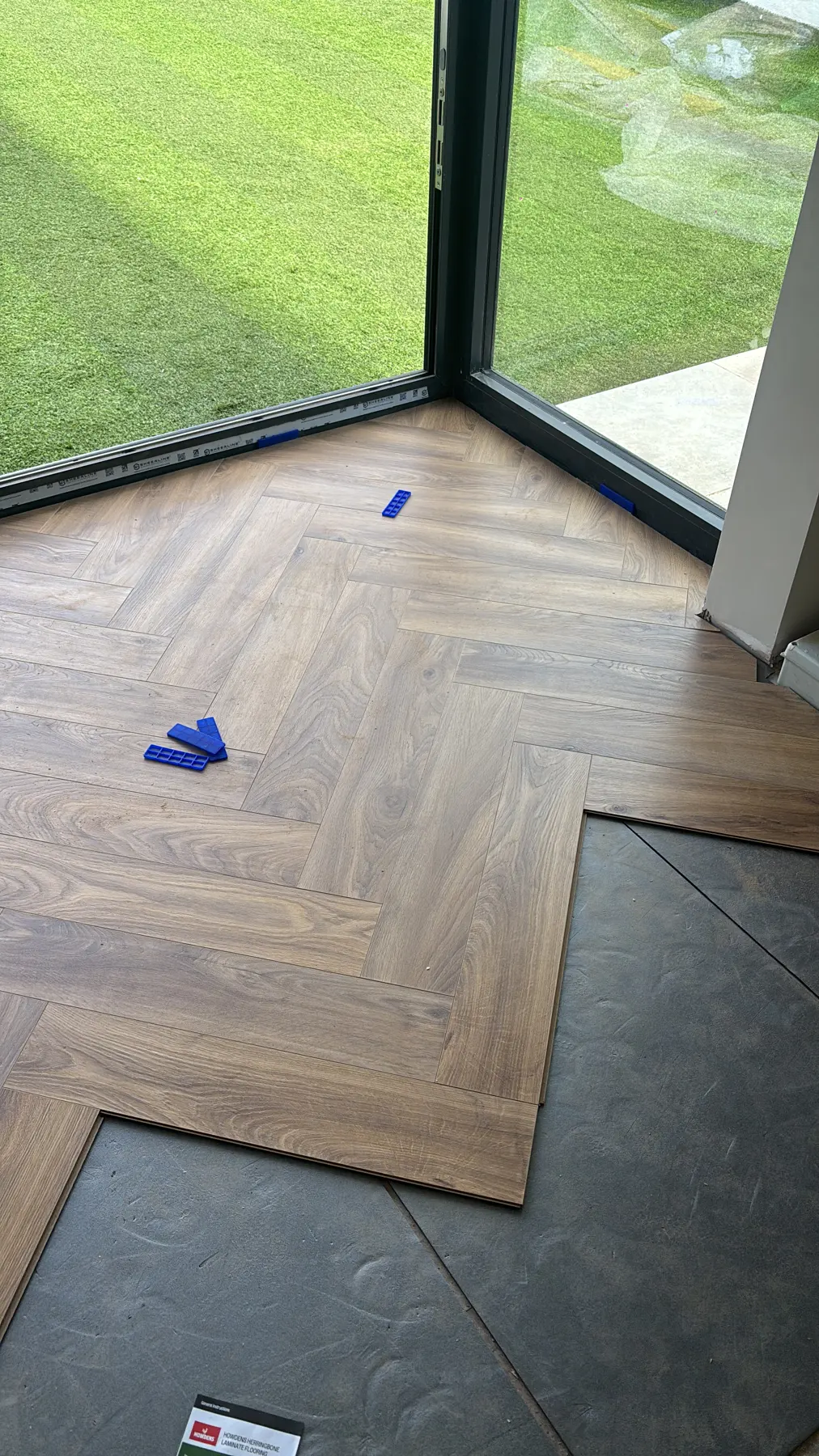 Arden & Oak garden room build — Herringbone going down